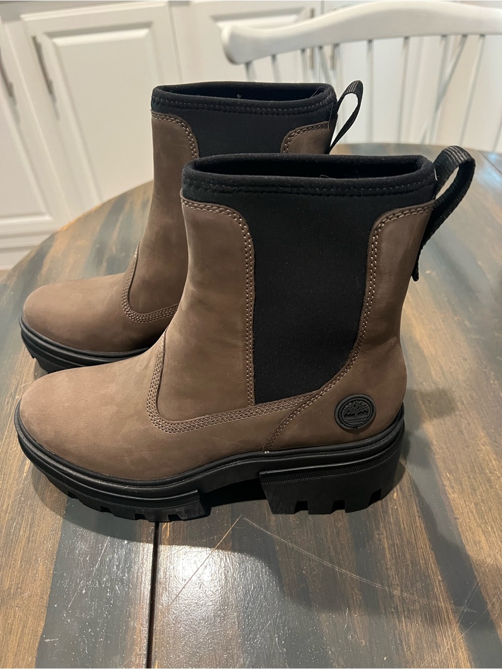 Timberland Brown and Black Chelsea Lug Sole Boots
